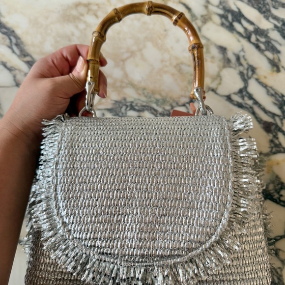 Cult Gaia Ozzy Mini Fringe Metallic Top-Handle Bag - Picture 4 of 8